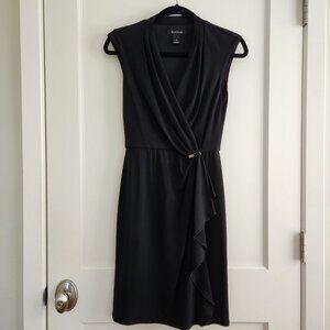 White House Black Market Black Draped Cocktail Dress Size 2 Sleeveless WHBM